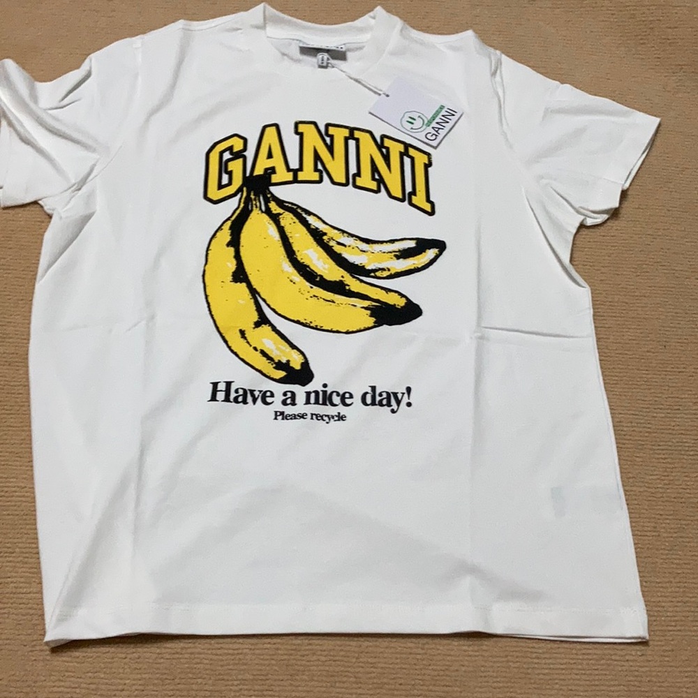 Ganni women’s Banana logo top size medium